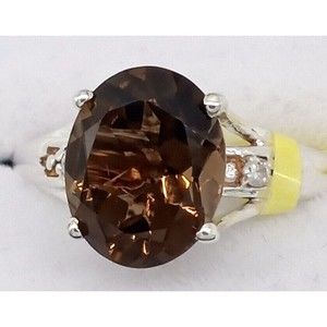 Chuck Clemency Smoky Brown Topaz Ring Solitaire Sterling Silver 925 STS Size 7.3